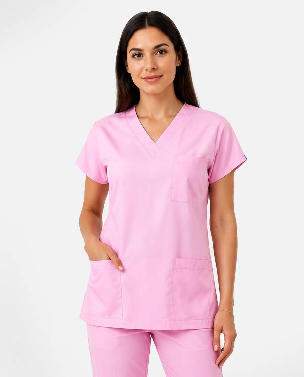 Pembe Likralı Takım Scrubs