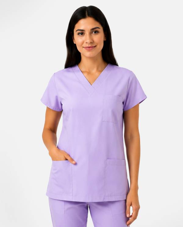 Lila Likralı Takım Scrubs