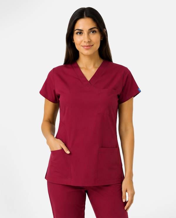 Bordo Likralı Takım Scrubs